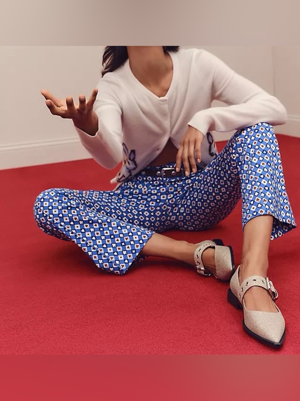 Anthropologie Maeve The Poppy Kick Flare Pull-On Pants, Size L - Picture 6 of 14